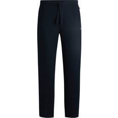 BOSS Waffle Mens Cotton Blend Pyjama Bottoms Embroidered Logo - Navy