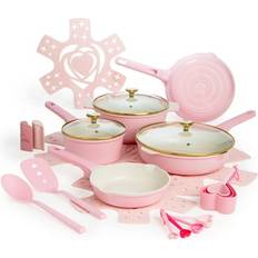 Pink Cookware Paris Hilton 24 Piece Clean Ceramic Nonstick Cookware Set with lid