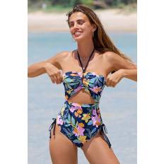 Bloemen - Vrouw Badpakken Tropical Floral Halterneck Cutout - Navy