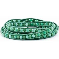 Pearl - Unisex Jewelry JewelryWeb Green Aventurine Green Quartz Freshwater Cultured Pearl Clasp Leather Wrap Bracelet