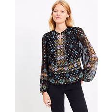 Blusas Loft Petite Foil Baroque Blouson - Black