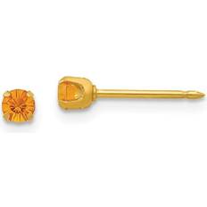 Finest Gold Inverness 24K Plated November Crystal Earrings - Yellow