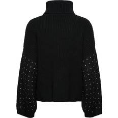 Dam - Gråa - Polotröjor Pieces Rhinestone Turtleneck - Pcrayney