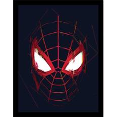 Wood Posters Spider-Man Close Up Miles Morales Framed Poster