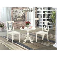 Linen Dining Sets East West Furniture Linen White AMKE3-LWH-W Dining Set 3