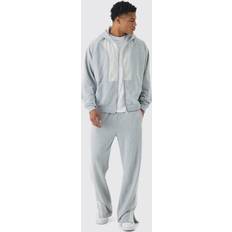 Katoen - Man Pakken Oversized Reverse Loopback Hooded Tracksuit - Grey