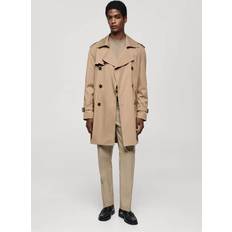 Cotton - Men Coats Water-Repellent Trench Coat - Beige