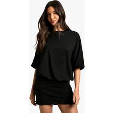 Free People Womens Ruched Mini Dress - Black