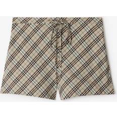 Burberry Dame Bukser & Shorts Burberry Vintage Check Bomuld Shorts Med Snøre - Beige