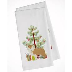 Red Kitchen Towels Carolines Treasures Red Border Collie Merry Christmas Tree Set of 2 Kitchen Towel White, Red