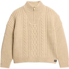 Superdry Cable Half Zip Sweater - Beige