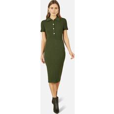 Fitted Rib Knitted Midi Dress - Green