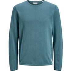 Cyan - Herren Pullover Jack & Jones Einfarbiger Strickpullover Blau