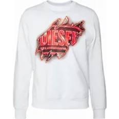 Diesel Men Jumpers Diesel Peel Effect Logo Sweatshirt - White