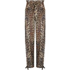 Leopard - Women Pants & Shorts Ganni Leopard Printed Satin Trousers - Multicolor