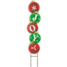 GlitzHome Metal Joy Ornament Yard Stake 42 in