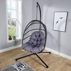 Outdoor Hanging Chairs on sale Home Source Hanging Egg Chair Rattan Black Waterproof