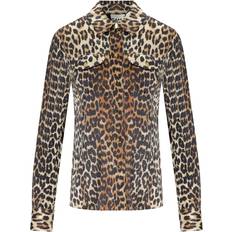 Viscose Shirts Ganni Animal Print Satin Shirt