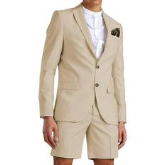 5XL Suits ETHAN Men’s 2 Piece Suit Slim Fit Blazer and Short Pants Set - Beige