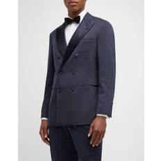 Bianco - Uomo Abiti Men's Satin Lapel Wedding Suit - Navy Blue