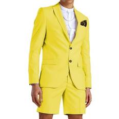 Yellow Suits ETHAN Men’s 2 Piece Suit Slim Fit Blazer and Short Pants Set - Yellow