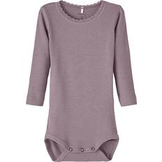 Long Sleeve Rib Romper - Elderberry
