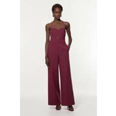 Karen Millen Women Jumpsuits & Overalls Karen Millen Compact Stretch Bandeau Wide Leg Jumpsuit - Fig