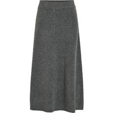Vila Kjol viKenya HW Midi Knit Skirt - Grå