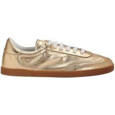 Dolce & Gabbana Saint Tropez Foiled Leather Sneakers Gold