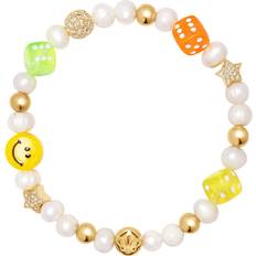 Nialaya Armband Nialaya Men's Pair of Dice Pearl Bracelet - Multi