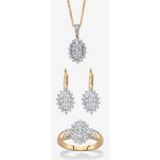 Diamond Jewelry Sets Women's Gold Plated Genuine Diamond Jewelry Set by PalmBeach Jewelry in Diamond (Size 9)