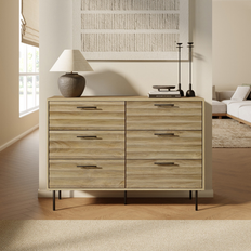 LuxenHome Mid-Century Modern Wave 6-Drawer Dresser Chest of Drawer