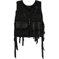 Canvas Vests V-neck Zipped Gilet - Black