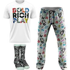 Men - Polyester Pajamas Mens Lounge Set With Tee - Black