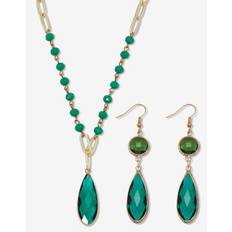 Women Jewelry Sets Women's Blue Crystal Goldtone Vintage-Inspired Jewelry Set by PalmBeach Jewelry in Green