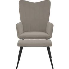 vidaXL Relaxsessel Mit Hocker Hellgrau Samt Sessel