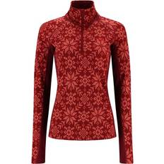 Rød Svedundertøj Kari Traa Edith Half Zip Merino Undertøj - Farve Rød