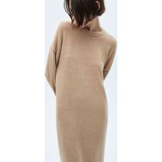Mango Kläder Mango Knitted Dress With Ribbed Finishes - Medium Brown