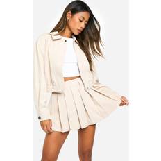 Cerniera lampo Gonne Pleated Micro Mini Skirt - Beige