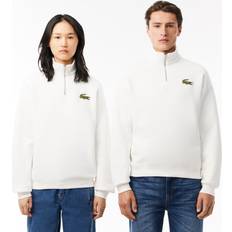 Lacoste Unisex Sweaters Lacoste Zip Neck Badge Accent Sweatshirt - White