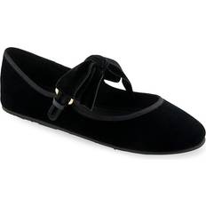 Aerosoles Poppy Mary Jane Ballet Flat Shoes - Black Velvet Fabric