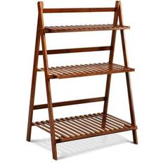 Indoor Plant Stands Costway 3 Tier Folding Bamboo Flower Shelf