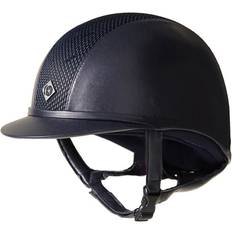 Blue Riding Helmets Charles Owen AYR8 Plus Leather Look Helmet - Midnight Blue