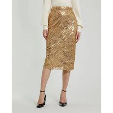 Mac Duggal Skirts Mac Duggal Georgette Embellished Fitted Midi Pencil Skirt - Antique Gold