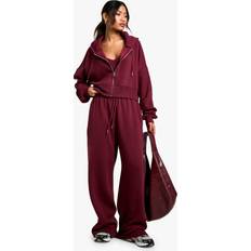 Rosso Tute intere Women's Velvet Cowl Neck Jumpsuit - Red