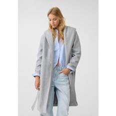 Cheap Coats Stradivarius Long Soft Touch Coat with Belt - Grey/Melange