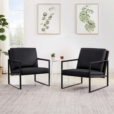 Ebern Designs Black Armchairs Ebern Designs Elizar 29.13 x 29.13 x 27.28 in Armchair