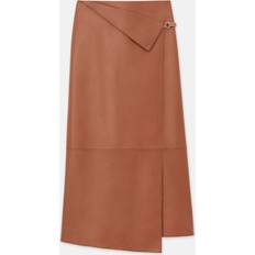 Copper Skirts Rebecca Taylor Faux Wrap Leather Midi Skirt - Copper