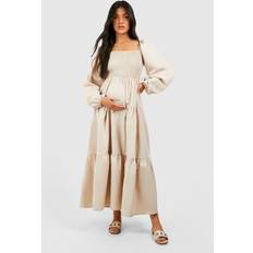Rebecca Taylor Womens Maternity Shirred Poplin Midaxi Dress - Beige
