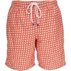 Recycled Fabric Swimming Trunks Fedeli Floral-Print Swim Shorts - Orange